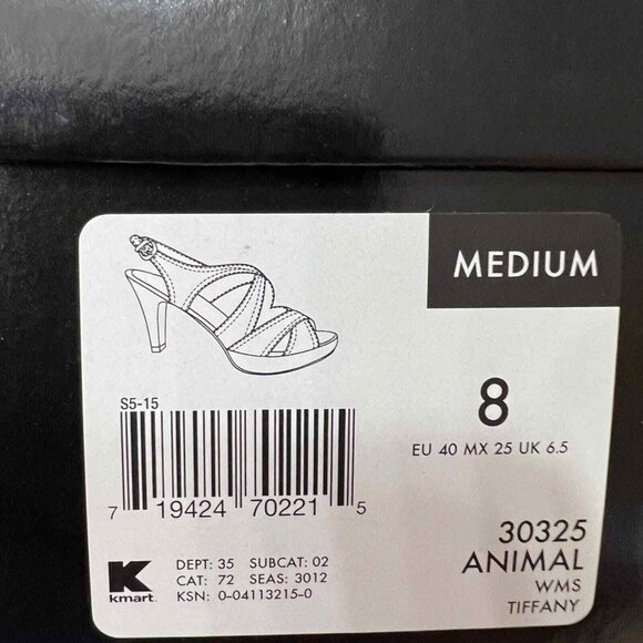 Attention Womens Snakeskin Print Slingback Peep Toe Sandals With Cork Heel Size - Picture 7 of 7